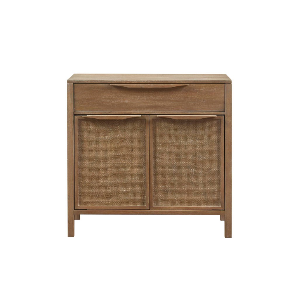 Photos - Wardrobe Addison Accent Chest Natural - Madison Park: Solid Wood, Cane Webbing, Storage Shelf, Locking Doors