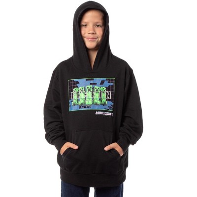 Seven Times Six Minecraft Boys' Game On Creeper Mob Graphic Print Hoodie Sweatshirt Black