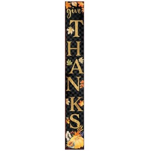 HomeRoots 72" Black Gold And Orange Solid Wood Give Thanks Porch Sign - 1 of 4