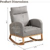 Nursery Glider Chair, Upholstered Rocking Chair with Rubber Wood Legs, Comfy High Backrest & Side Pockets, Accent Rocker Armchair for Living Room - 3 of 4
