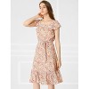 Allegra K Women's Floral Chiffon Flutter Sleeve Belted Square Neck Ruffled Hem Dress - 3 of 4