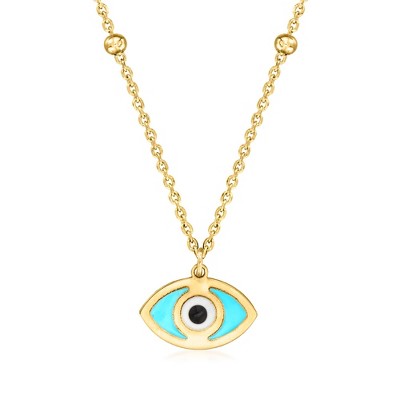 Pure Collection by Ross-Simons Italian 14kt Yellow Gold Evil Eye Necklace With Multicolored Enamel Size 16