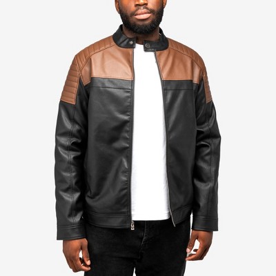 X RAY Mens Motorcycle PU Leather Jacket With Faux Shearing Lining