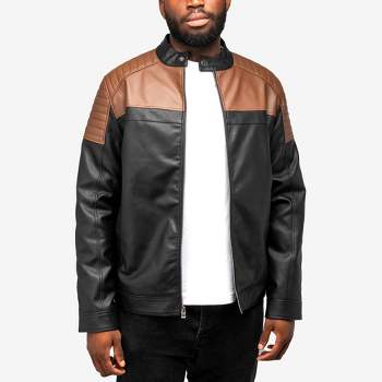 X RAY Men's Grainy PU Jacket Quilted Sleeves With Faux Shearing Lining