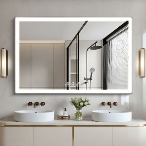 PAGED LED Bathroom Mirror Arched Vanity Mirror with Anti-Fog and Dimmable for Wall, Time and Temperature Display - 1 of 4