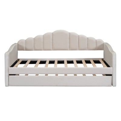 Bellemave Twin Size daybed with Trundle for Adults, Kids, Girls, Teens, daybeds with Trundle for Living Room, Velvet,Beige