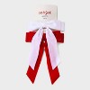 Girls' 2pk Holiday Velvet Bow Barrette Set - Cat & Jack™ Cream/Red - 2 of 3