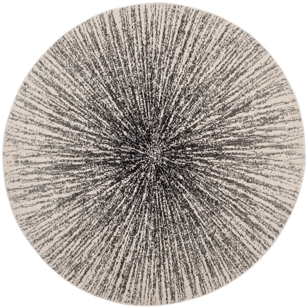 Round Marcell Burst Area Rug Black/Ivory