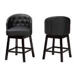 2pc Theron Faux Leather and Wood Swivel Counter Stool Set - Baxton Studio