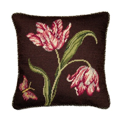 C&F Home Colonial Williamsburg Tulips Needlepoint Pillow