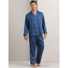 INSPIRE CHIC Men's Satin Long Sleeve Striped Button Down Casual 2 Pieces Pajamas Set - 2 of 4
