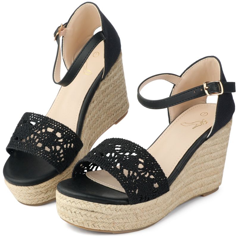 Perphy Platform Ankle Straps Espadrille Wedge Heel Sandals for Women, 1 of 6