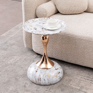 NicBex End Tables for Living Room, Mermaid Tail End Coffee Table Round Metal Pedestal Table, Minimalist Accent Table for Bedroom, Matte Gray - 1 of 4