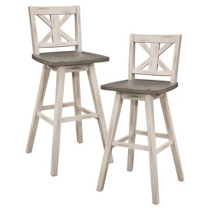 Amsonia Cross Back Bar Height Dining Swivel Chair in White (Set of 2) - Lexicon - 1 of 4