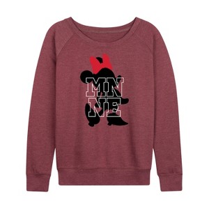 Women's - Disney - Silhouette Minnie Lightweight French Terry Wide Neck Long Sleeve Graphic Shirt - 1 of 4