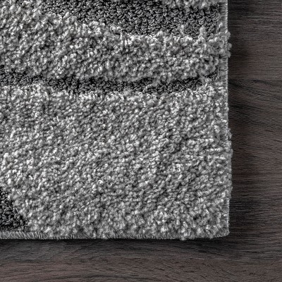 Dark Grey Abstract Pattern Shag Area Rug 5' 3" x 7' 6"