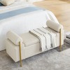 PAGED 44" Linen Storage Ottoman Bench,End of Bed Bench with Cylindrical Arms and Iron Legs,Ottoman with Storange for Living Room,Bedroom,Entrywa - 2 of 4