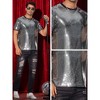 Lars Amadeus Men's Sequin Party Short Sleeve Metallic Club Glitter T-Shirts - 4 of 4