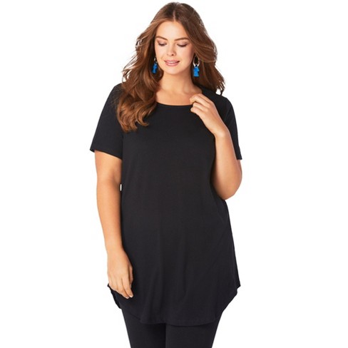 Roaman's Women's Plus Size Crisscross-back Ultimate Tunic, 18/20 - Black :  Target