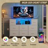 8-Drawer Fabric Dresser with Charging Station and LED Lights, TV Stand for 55-Inch - 4 of 4