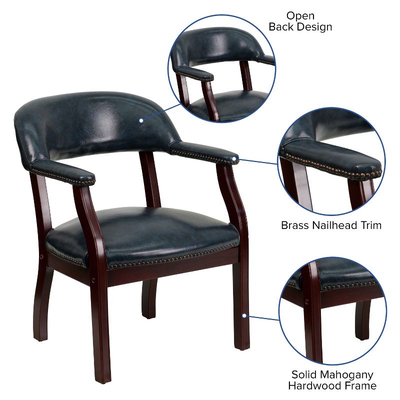 Flash Furniture Navy Vinyl Luxurious Conference Chair with Accent Nail Trim, 3 of 11