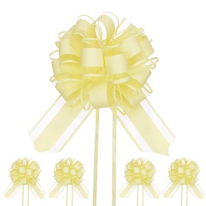 Unique Bargains Plastic Flower Ribbon Satin Gift Bow Pull Bows 12 Pcs - 1 of 4