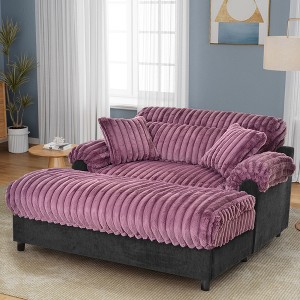 Upholstered Chaise Lounge Cloud Sleeper Sofa Bed Lazy Single Plush Sofa Leisure Reading Couch with 2 Pillows - ModernLuxe - 1 of 4