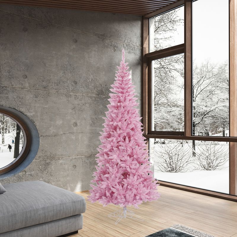 Vickerman Pink Fir Slim Artificial Christmas Tree, 4 of 5