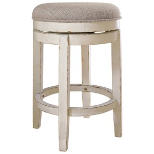 Realyn Upholstered Swivel Counter Height Barstool Beige: Cottage Design, Textured Fabric - Signature Design by Ashley - 1 of 3