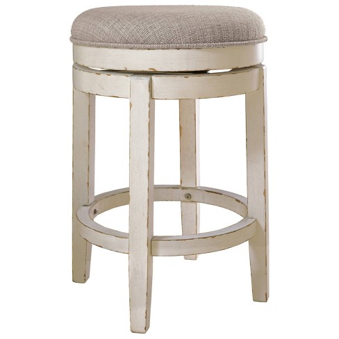 Realyn Upholstered Swivel Counter Height Barstool Beige Signature Design by Ashley