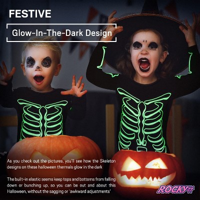 Rocky Skeleton Matching Family Halloween Warm Thermal Pajamas (Glow In The Dark) Girls, Boys, Mens, Womens