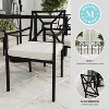 Martha Stewart Lily Pond Set of 2 Indoor-Outdoor Stackable Patio Dining Armchairs with Steel Frames in Black with Cream All-Weather Cushions - 3 of 4