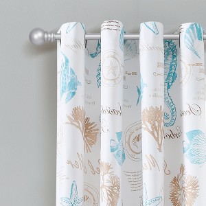 Lush Décor Harbor Life Light Filtering Window Curtain Panels Blue/Taupe 52x84 Set - 1 of 4
