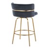 26" Glam/Art Deco Fixed-Height Counter Stool with Swivel in Metal and Velvet with Round Footrest, Set of 2 - 4 of 4