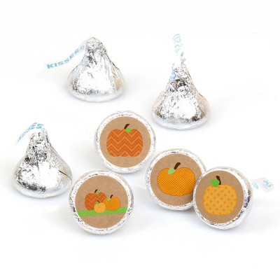 Big Dot of Happiness Pumpkin Patch - Fall, Halloween or Thanksgiving Round Candy Sticker Favors - Labels Fits Hershey‘s Kisses (1 sheet of 108)