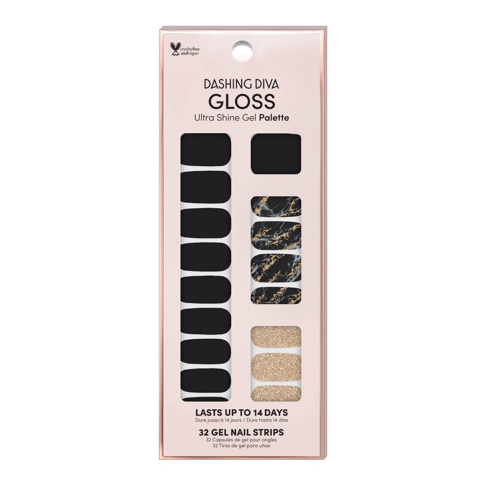 Photos - Manicure Cosmetics Dashing Diva Gloss Palette Nail Art - Black Obsidian - 32ct