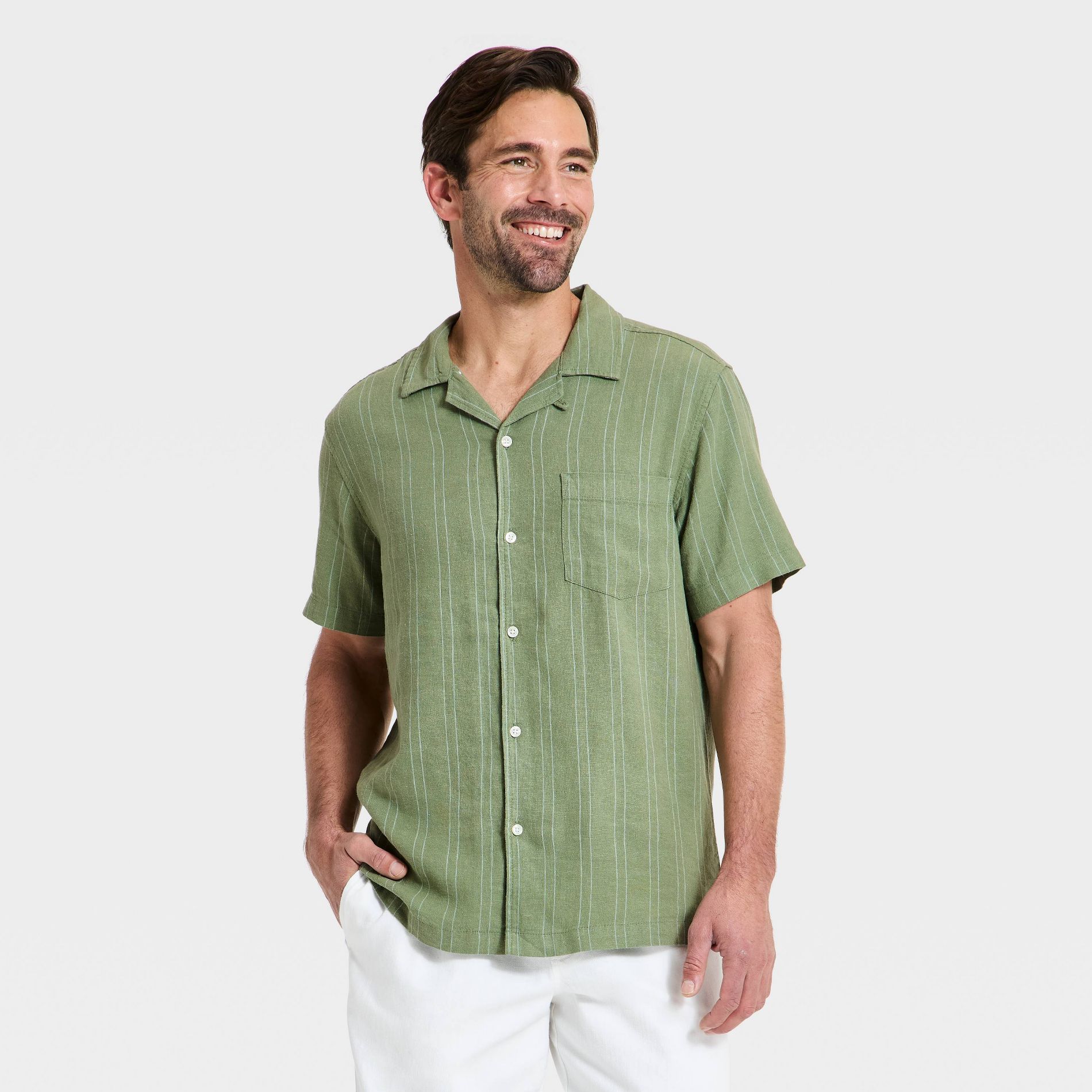 Men's Short Sleeve Camp Collar Button-Down Shirt - Goodfellow & Co™