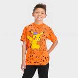 Boys' Pokemon Pikachu Pumpkin Halloween Short Sleeve Graphic T-Shirt - Orange