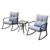 Modern Accent 2 Seater Rocker Teapoy Set Of 3, Upholstered Rocker Armchair, Patio Furniture Porch Chairs, Soft Cushions Rocker - 3 of 4