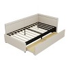 Sapphtopaz Modern Daybed Bed Frame with Nailhead Trim Wood Upholstered Platform Bed for Bedroom, Apartment - 3 of 4