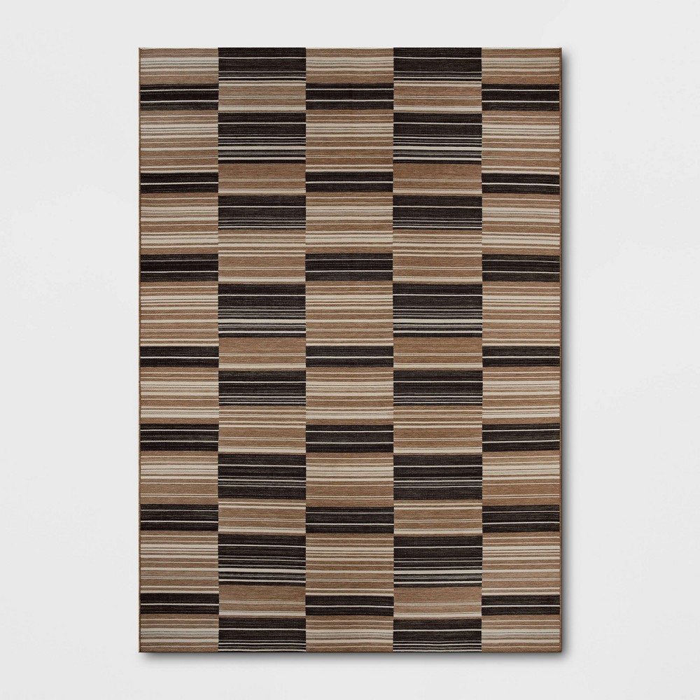 7'x10' Caravan Broken Stripe Rectangular Woven Outdoor Area Rug Multicolor Naturals - Threshold™