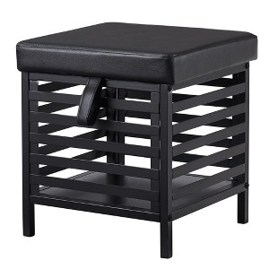 VECELO Storage Ottoman, Foot Rest Stool, Modern Footstools with Flip-up Lid, Black - 1 of 4