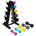 BalanceFrom Fitness 5 Pair Neoprene Coated 3, 5, 8, 10 and 12 Pound Dumbbell Weight Set for Various Strength Training Workouts with Storage Rack Stand
