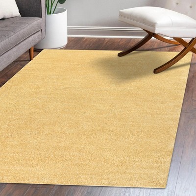 Mustard Synthetic Low-Pile Reversible Indoor Area Rug