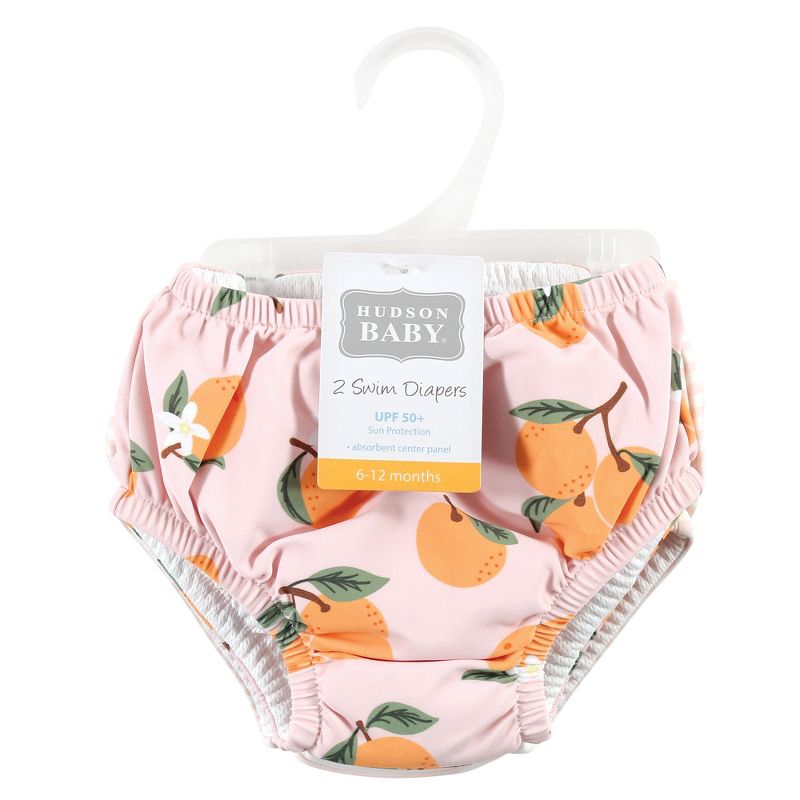 Hudson Baby Infant Girl Swim Diapers, Oranges, 2 of 5