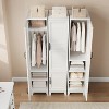 coucheta 72" Wooden Wardrobe Cabinet with 2 Doors & Hanging Rod, Narrow Tall Clothing Armoire with Adjustable Shelves, for Bedroom, Cloakroom, White - 3 of 4