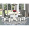 Round Dining Table Set 36 Inch - 3Pc Table & 2 Parsons Chairs - Linen White Legs - Gray Fabric - 2 of 4