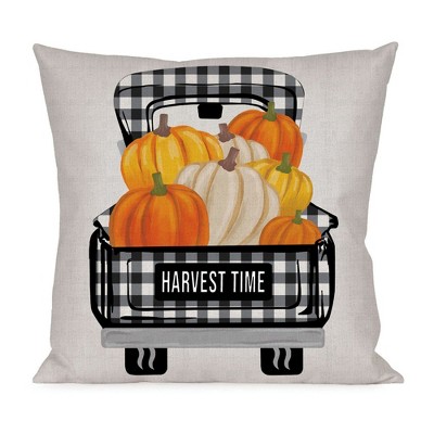 Pumpkin Plaid Truck Interchangeable Pillow Cover