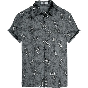 LA LEELA Mens Hawaiian Shirts Short Sleeve Button Down Shirt Men's Halloween Costumes Party Shirts Casual Vacation Shirts for Men - 1 of 4
