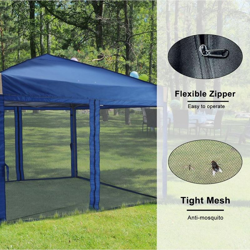 Aoodor 10' x 10' Pop Up Canopy Tent with Removable Mesh Sidewalls, Portable Instant Shade Canopy with Roller Bag, 3 of 8